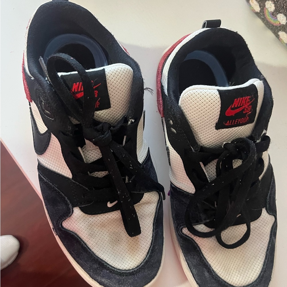 Nike Kids Shoes Black and White with Red Accents